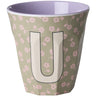 Rice Flowers Medium Melamine Cup With The Letter U