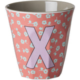 Rice Flowers Medium Melamine Cup With The Letter X