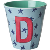 Rice Flowers Medium Melamine Cup With The Letter D