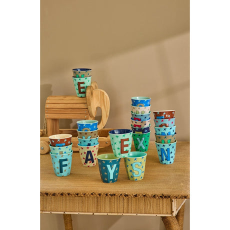 Rice Flowers Medium Melamine Cup With The Letter E