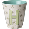 Rice Flowers Medium Melamine Cup With The Letter H