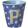 Rice Flowers Medium Melamine Cup With The Letter P