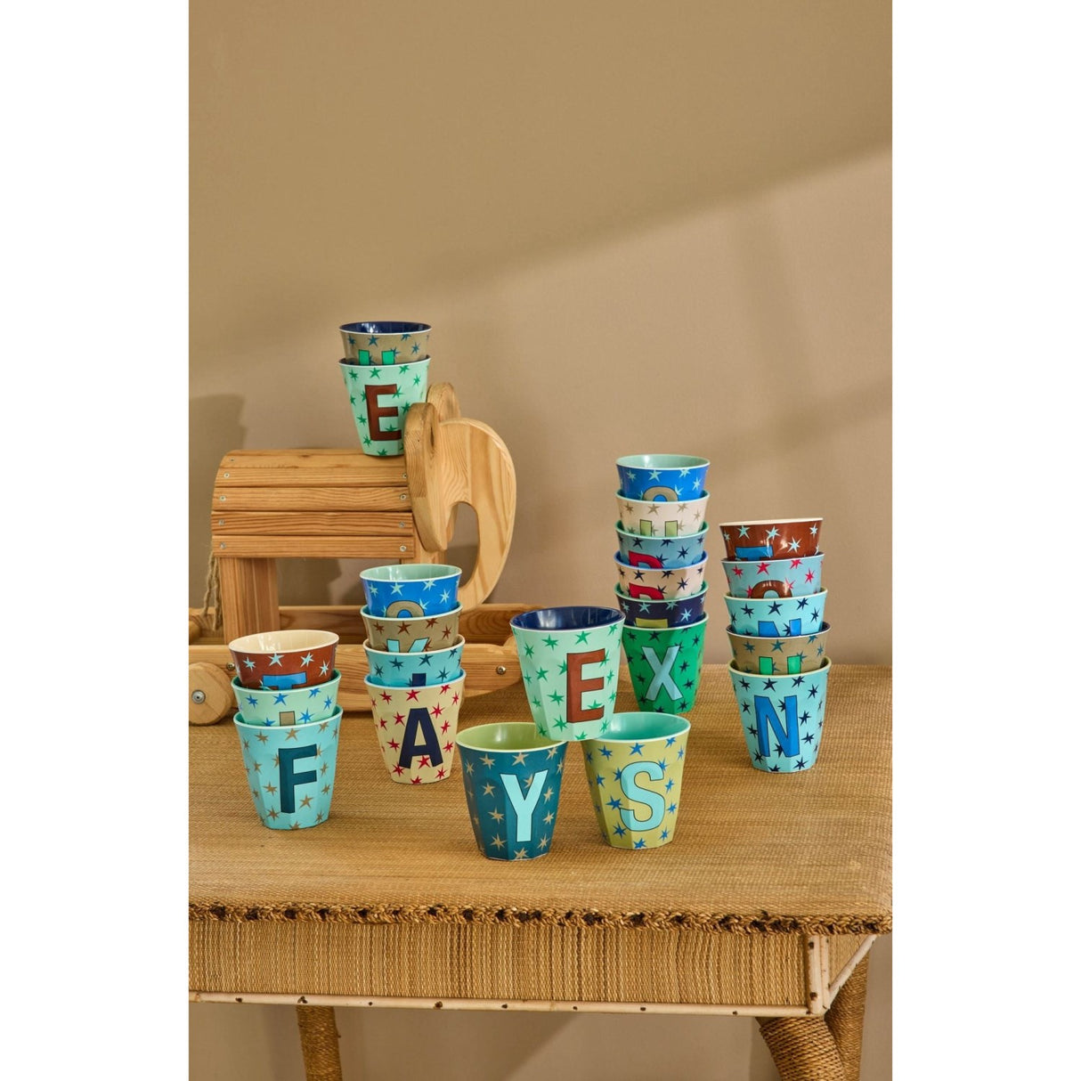 Rice Flowers Medium Melamine Cup With The Letter S