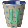 Rice Flowers Medium Melamine Cup With The Letter U