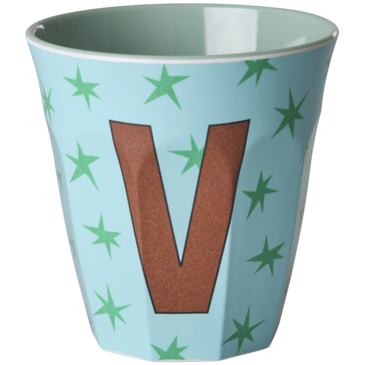 Rice Flowers Medium Melamine Cup With The Letter V