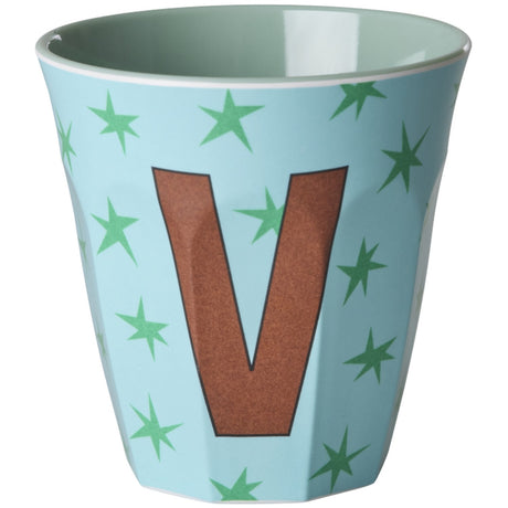 Rice Flowers Medium Melamine Cup With The Letter V