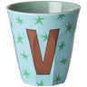 Rice Flowers Medium Melamine Cup With The Letter V