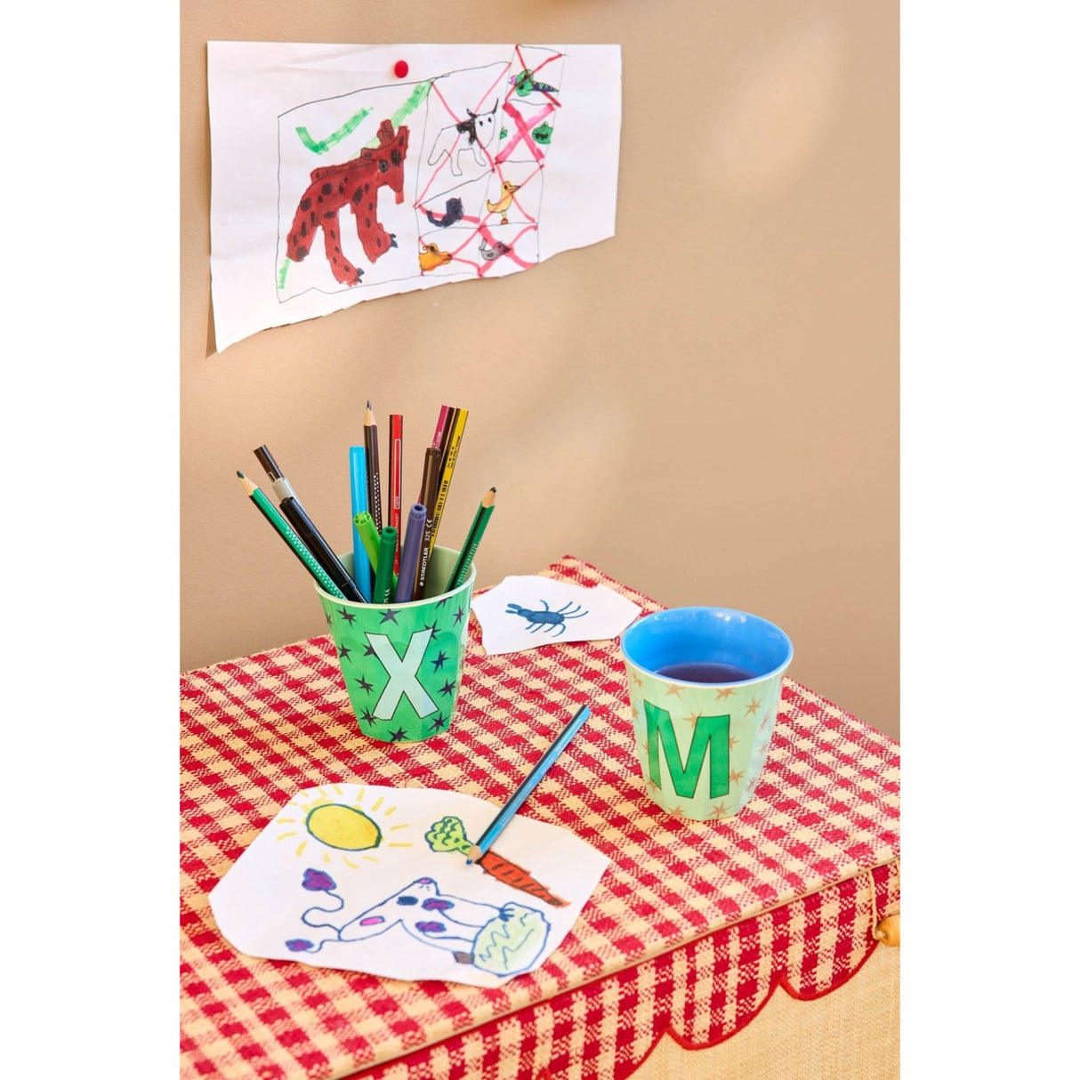 Rice Flowers Medium Melamine Cup With The Letter X