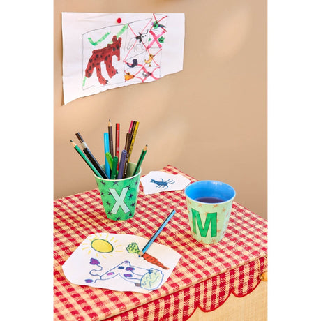 Rice Flowers Medium Melamine Cup With The Letter X