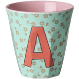 Rice Flowers Medium Melamine Cup With The Letter A