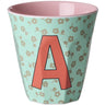 Rice Flowers Medium Melamine Cup With The Letter A