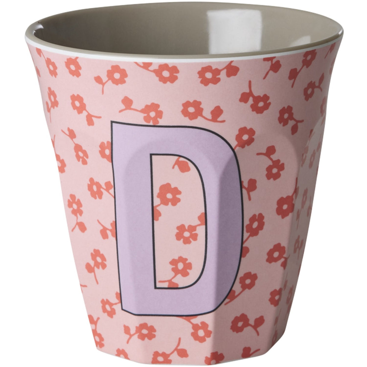 Rice Flowers Medium Melamine Cup With The Letter D