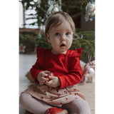 Petit Piao Jet Red/Biking Red Body L/S Frill Modal Heart