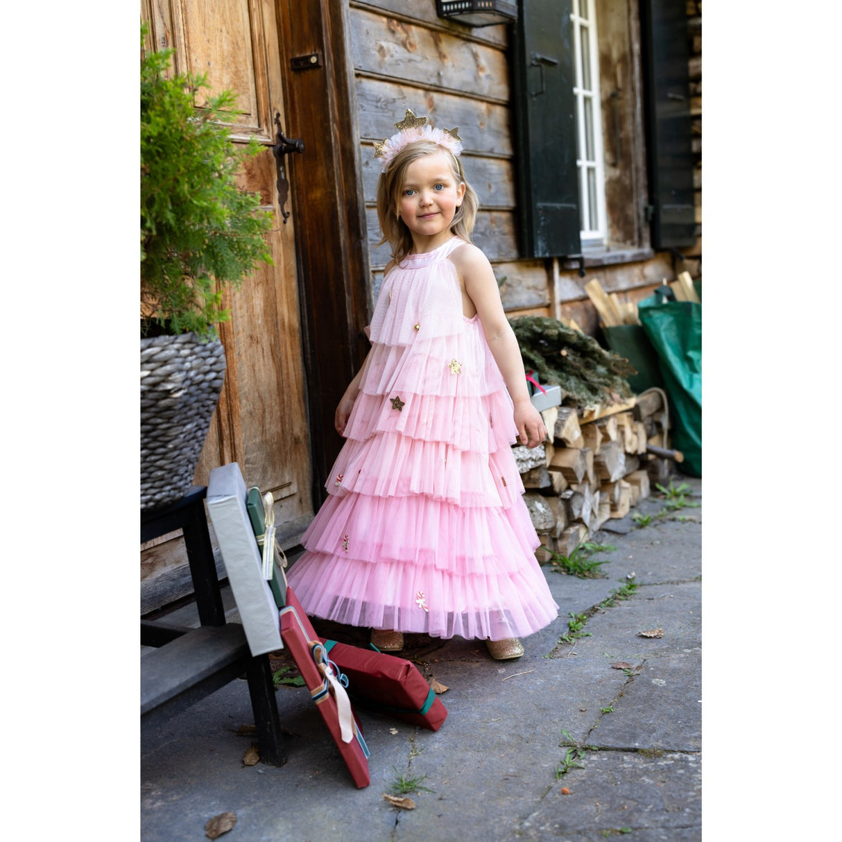 Great Pretenders Christmas Tree Dress With Headband, Blush