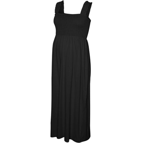 Mama;licious Black Mlivy Smock Sl Jrs Midi Dress Noos