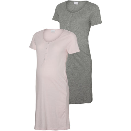 Mama;licious Chalk Pink Light Grey Melange Mlmira Jrs Nightgown 2F 2-P Noos
