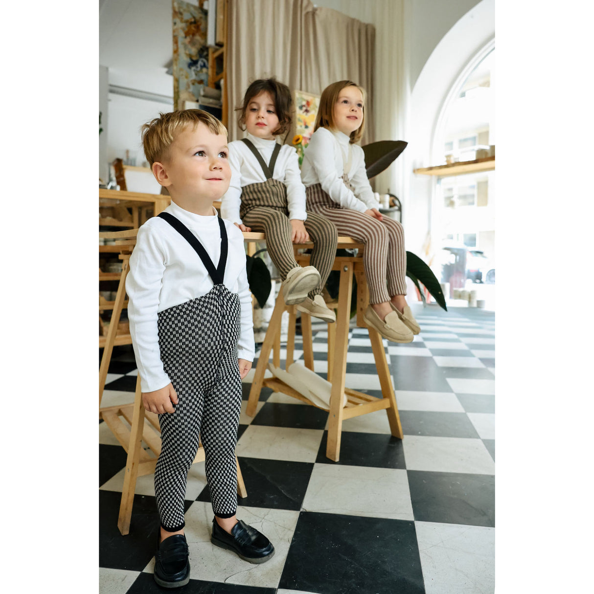 Silly Silas Black X White Checked Special Footless Tights