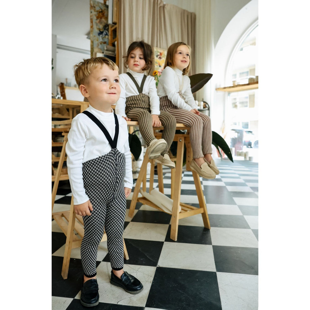 Silly Silas Black X White Checked Special Footless Tights