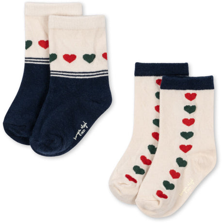 Konges Sløjd Heart Mix 2 Pack Jaquard Socks
