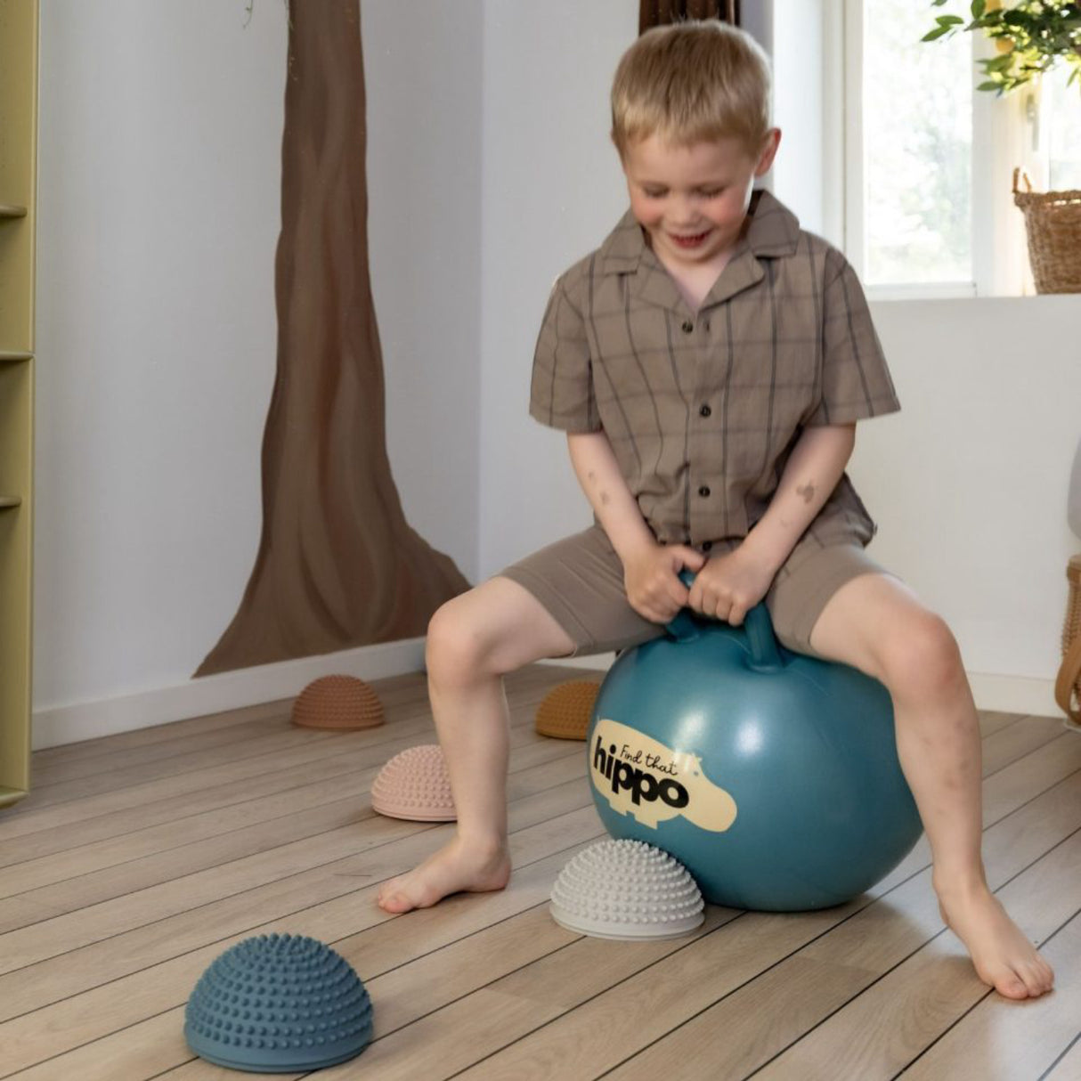 Find that Hippo Hoppebold - Color Mørk Cyan, Str. 45 Cm