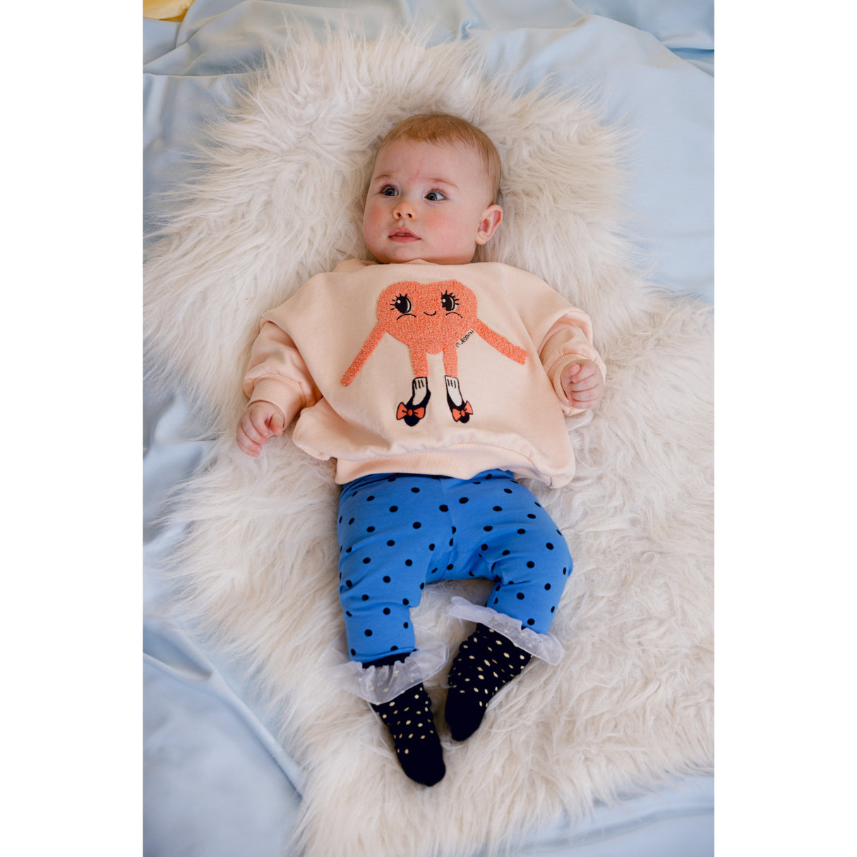 Mini Rodini Pink Heart In Shoes Chenille Sweatshirt