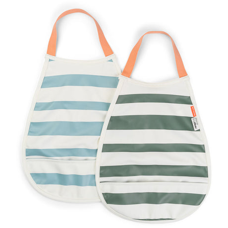 DonebyDeer Blue/Green Pull-Over Bib 2-Pack Stripes