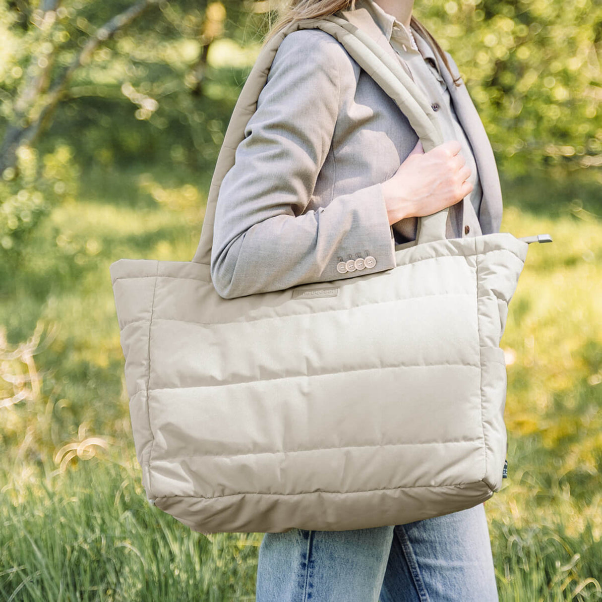 DonebyDeer Sand Quilted Changing Tote Bag