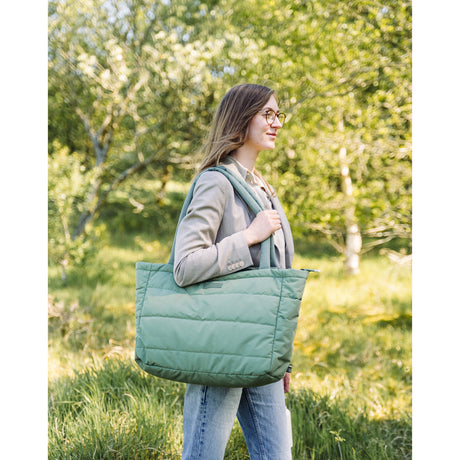 DonebyDeer Green Quilted Changing Tote Bag