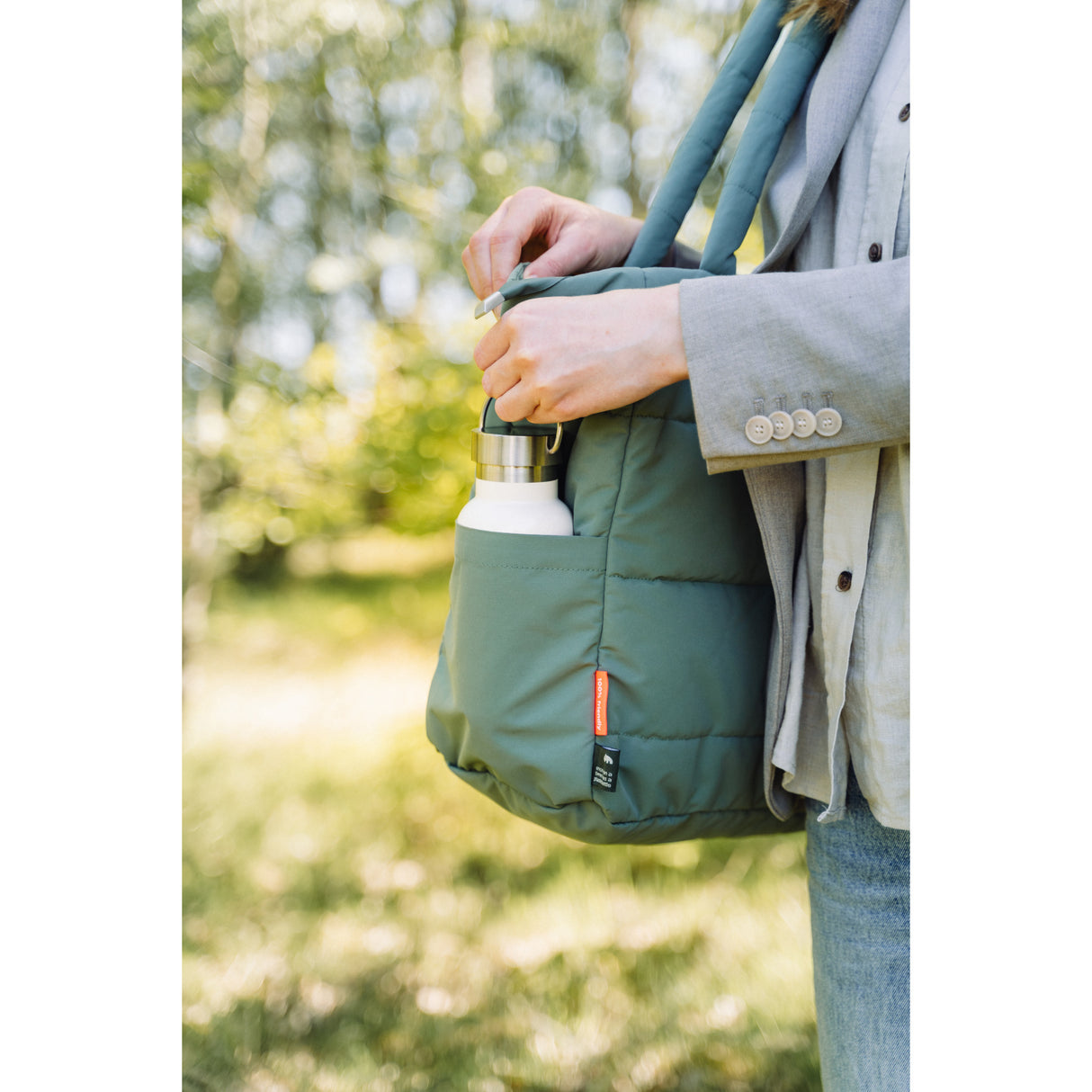 DonebyDeer Green Quilted Changing Tote Bag