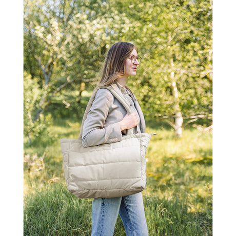 DonebyDeer Sand Quilted Changing Tote Bag