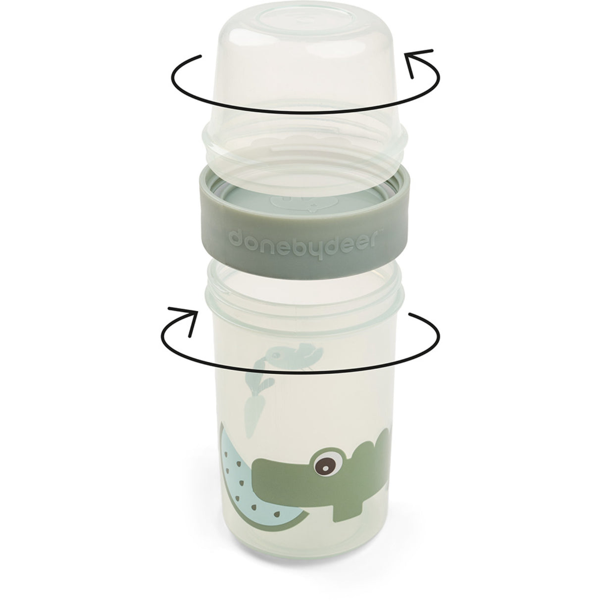 DonebyDeer Green To Go 2-Way Snack Container L Croco