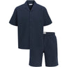 Jack & Jones Junior Navy Blazer Jjglobal Waffle Resort Shirt Ss Mp Jnr