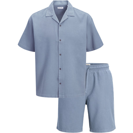 Jack & Jones Junior Blue Mirage Jjglobal Waffle Resort Shirt Ss Mp Jnr