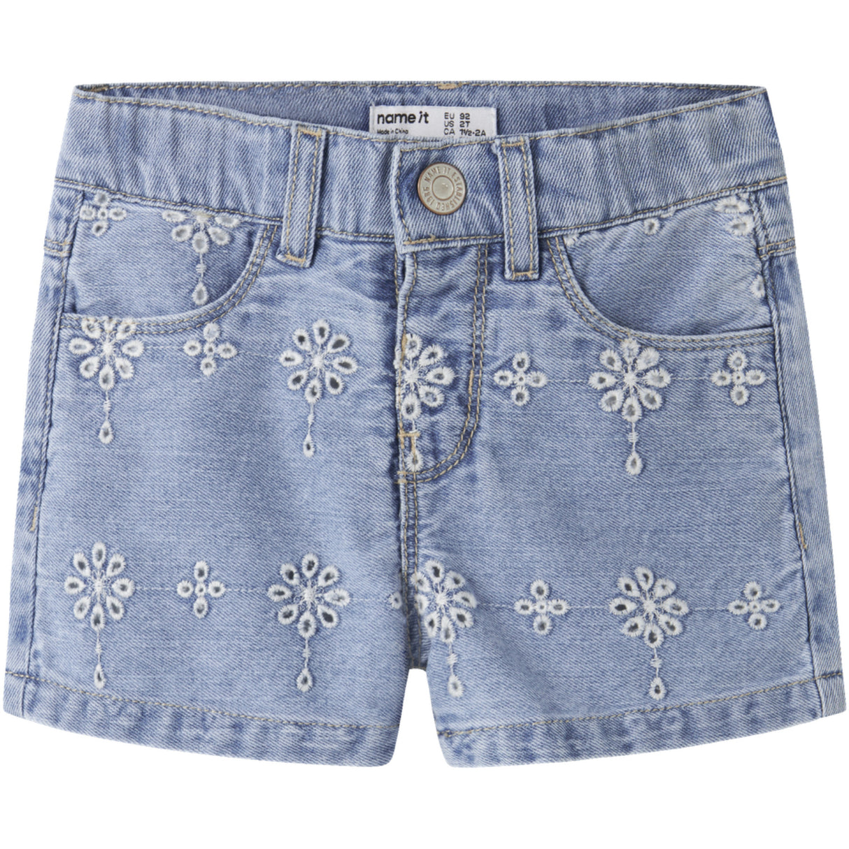 Name It Light Blue Denim Anglaise Nmfrose Mom Dnm Anglai Shorts 1026-Ov H