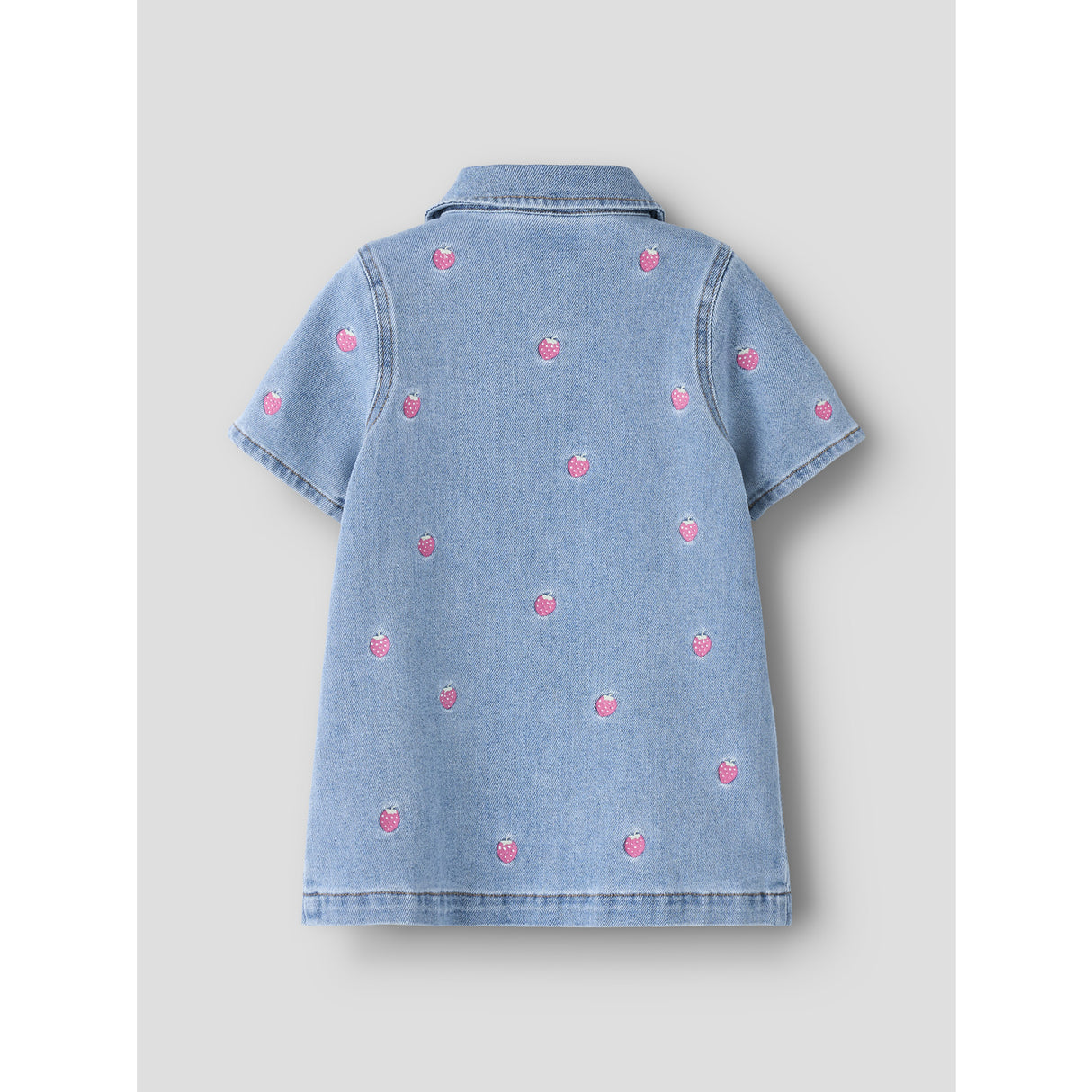 Name It Light Blue Denim Starwberry Nmflaila Ss Emb Dress 6202-Iz