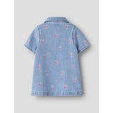 Name It Light Blue Denim Starwberry Nmflaila Ss Emb Dress 6202-Iz