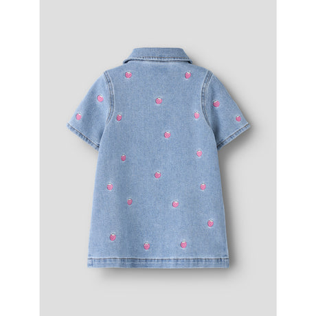 Name It Light Blue Denim Starwberry Nmflaila Ss Emb Dress 6202-Iz