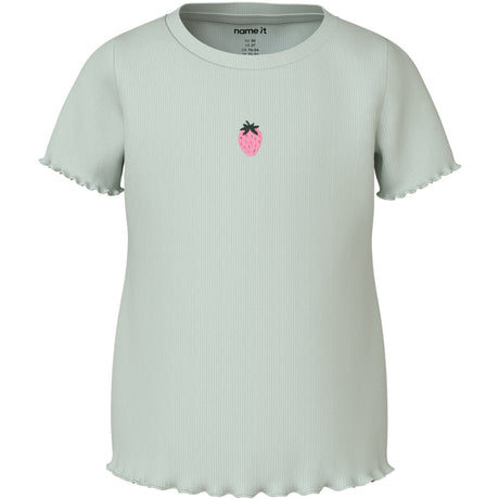 Name It Pale Aqua Strawberries Embroidery Nmfvivemma Ss Slim Top