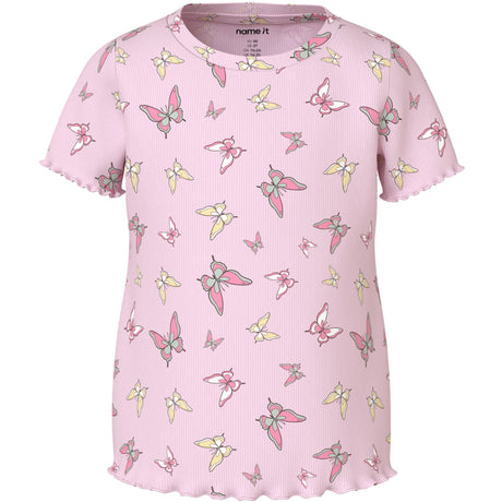 Name It Cradle Pink Butterflies Nmfvemma Aop Ss Slim Top