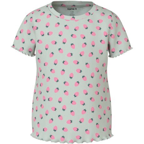 Name It Pale Aqua Strawberries Nmfvemma Aop Ss Slim Top