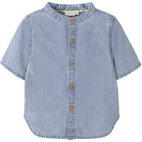 Name It Light Blue Denim Nmmhans Stripe Dnm Ss Shirt 1910-Ip H