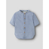 Name It Light Blue Denim Nmmhans Stripe Dnm Ss Shirt 1910-Ip H