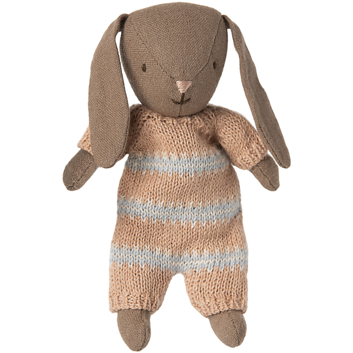 Maileg Kanin, Micro - Brun - Støvet Rosa Strikket Dragt