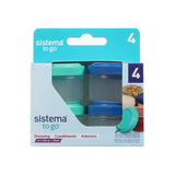 Sistema Ocean Blue & Minty Teal To Go Dressing Containers 35 Ml 4-Pack
