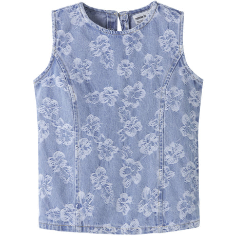 Name It Light Blue Denim Flowers Nkflucy Sl Dnm Jacq Top 2440-Ja H