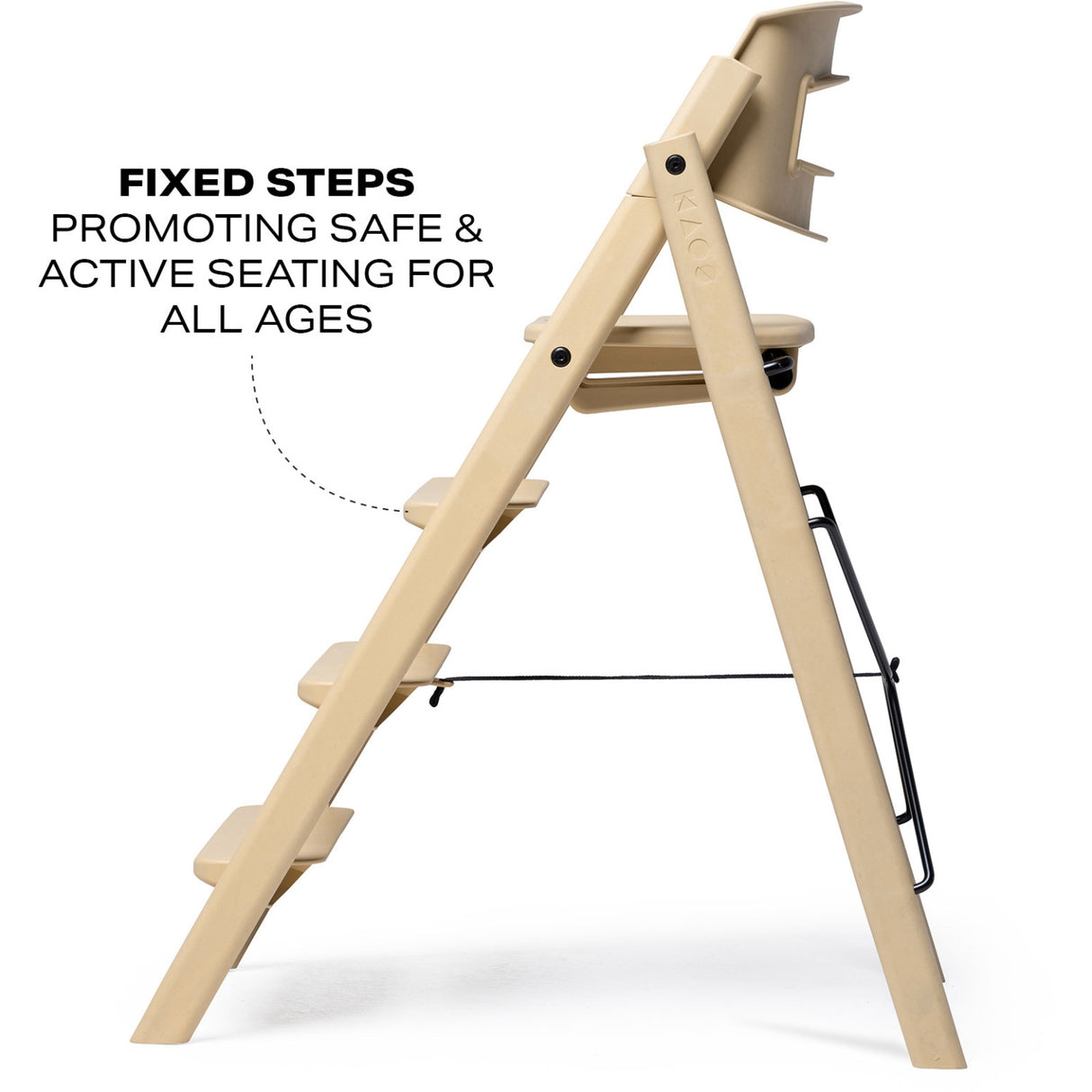 KAOS Desert Sand Klapp High Chair Recycled With KLAPP® Safety Rail & Tray Bundle