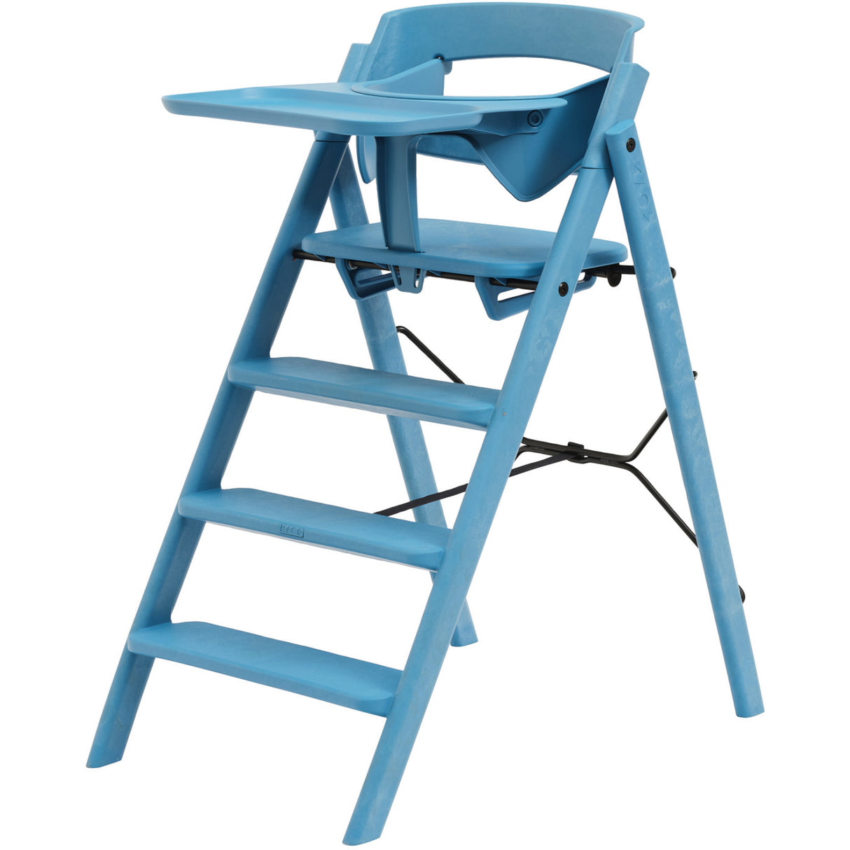 KAOS Swedish Blue Klapp High Chair Recycled With KLAPP® Safety Rail & Tray Bundle