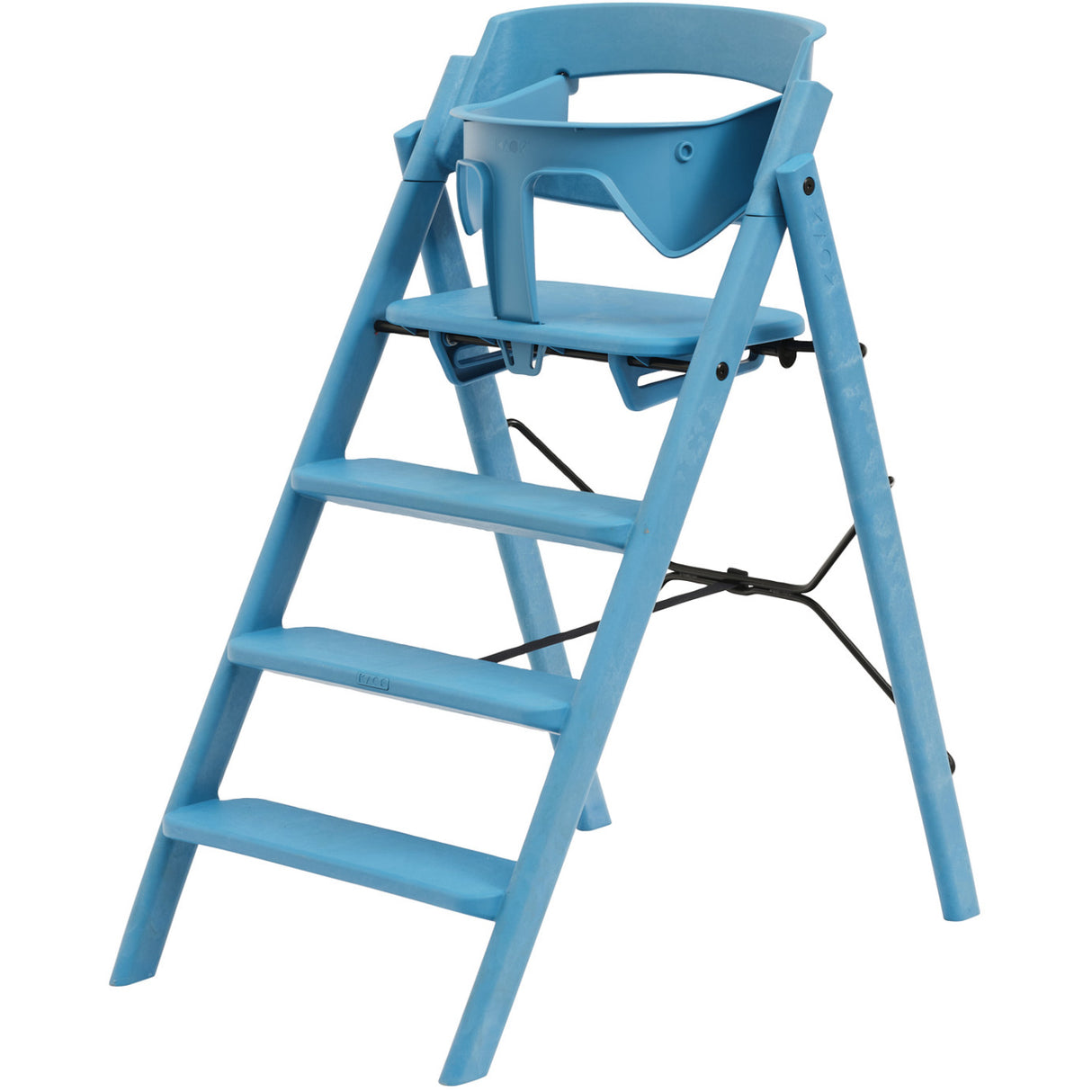 KAOS Swedish Blue Klapp High Chair Recycled With KLAPP® Safety Rail & Tray Bundle