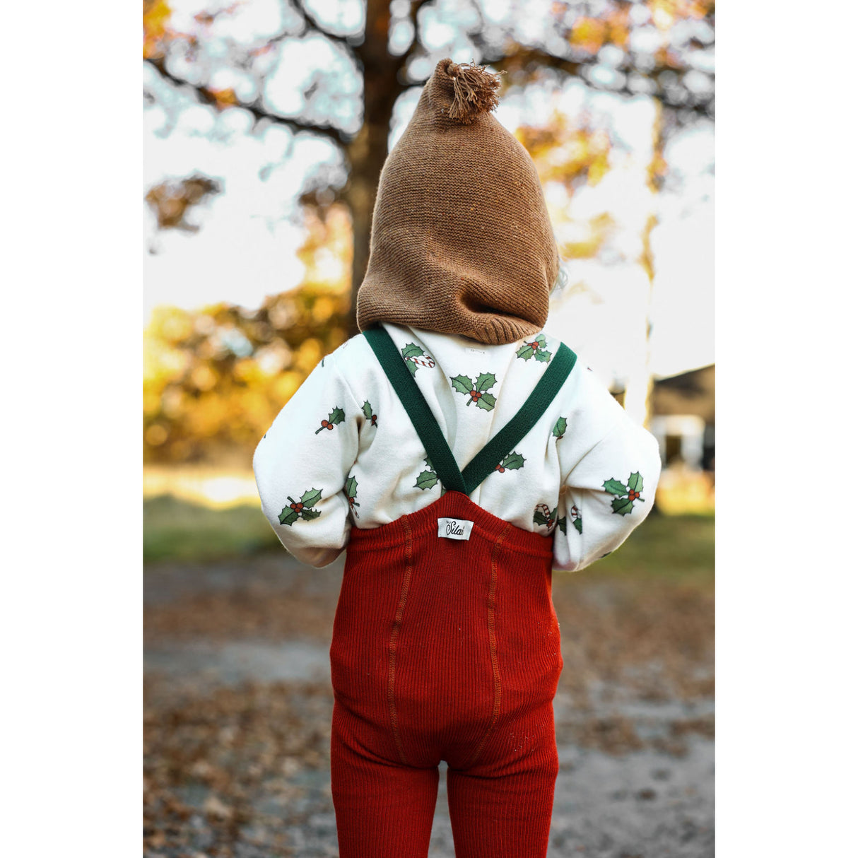 Silly Silas Maple Leaf With Dark Forest Green Footed Tights Christmas Edition