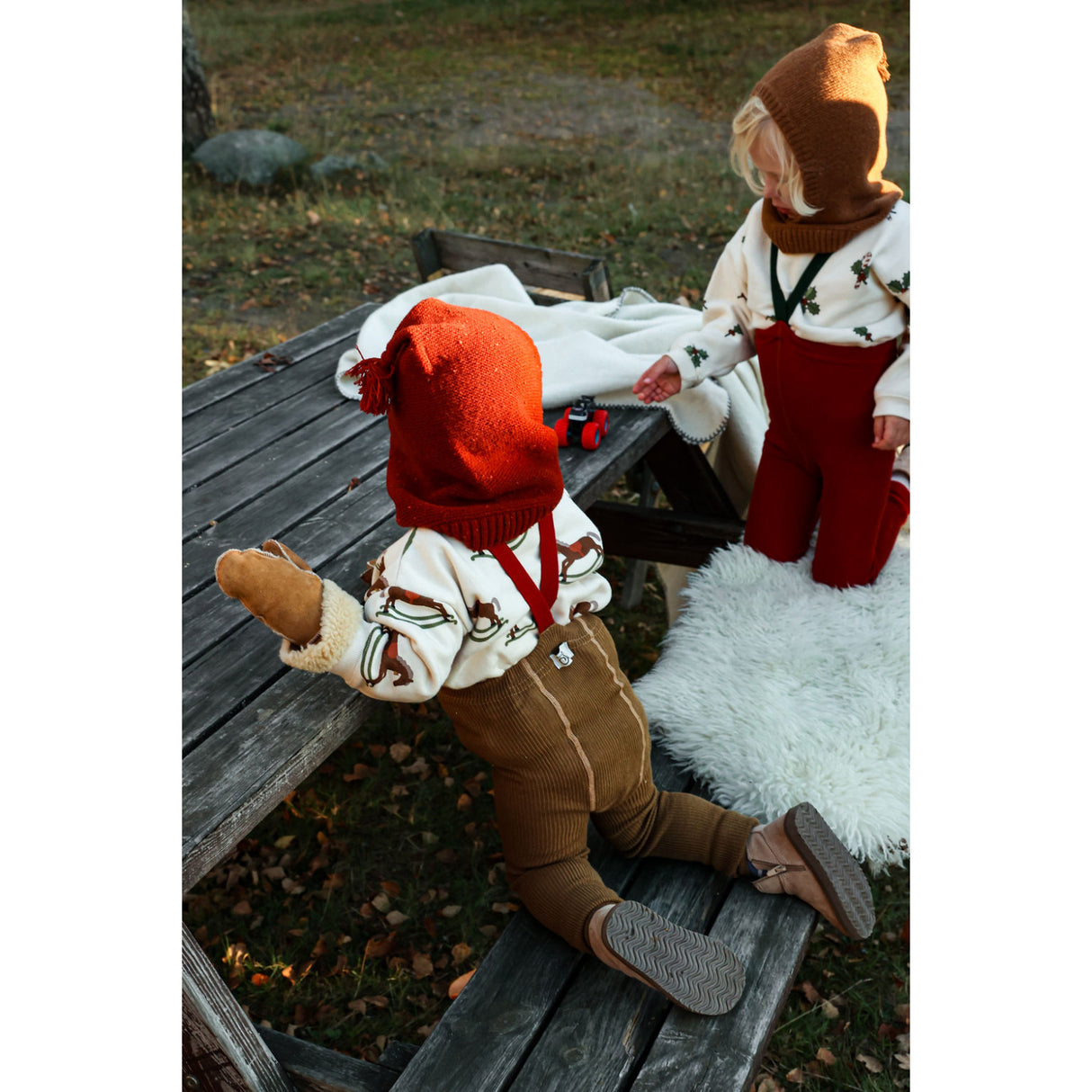 Silly Silas Acorn Brown With Maple Leaf Footed Tights Christmas Edition